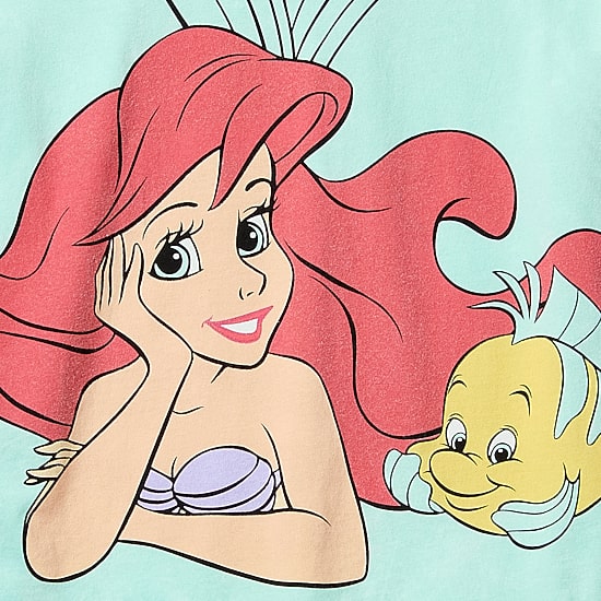 Disney Collection Little & Big Kid Girls Crew Neck Short Sleeve Regular Fit Ariel Princess The Little Mermaid Graphic T-Shirt