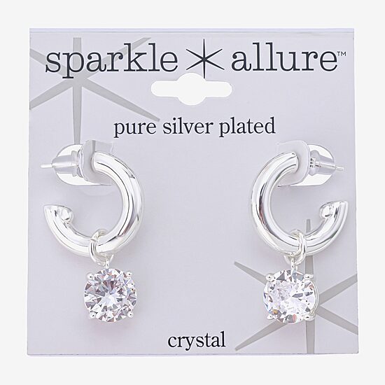 Sparkle Allure Womens Crystal 17.9mm Round Hoop Earrings