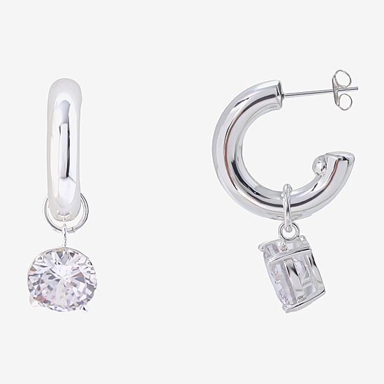 Sparkle Allure Womens Crystal 17.9mm Round Hoop Earrings