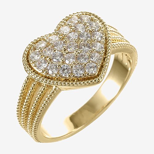 Sparkle Allure Womens Cubic Zirconia 14K Gold Over Brass Heart Cocktail Ring, 7
