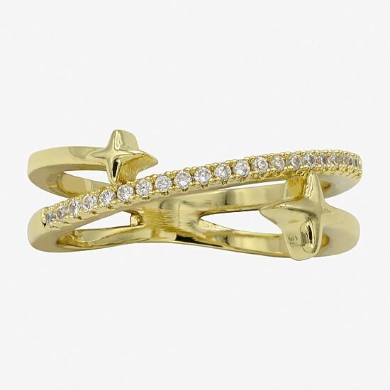 Sparkle Allure Womens 4MM Cubic Zirconia 14K Gold Over Brass Star Band