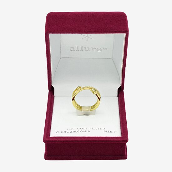 Sparkle Allure Womens 4MM Cubic Zirconia 14K Gold Over Brass Star Band