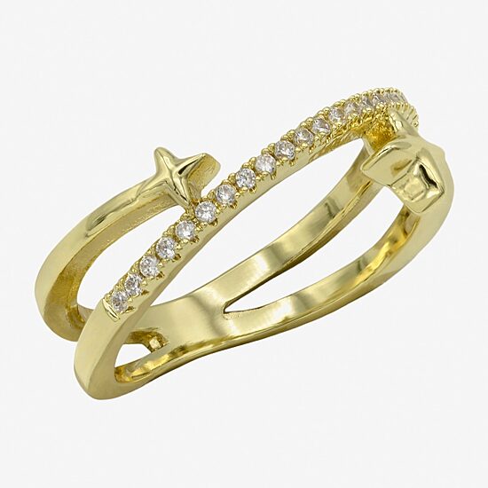 Sparkle Allure Womens 4MM Cubic Zirconia 14K Gold Over Brass Star Band