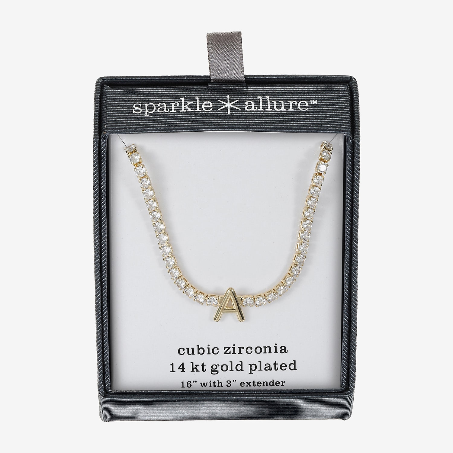 Sparkle Allure Womens Cubic Zirconia 14K Gold Over Brass Inch Tennis Necklace