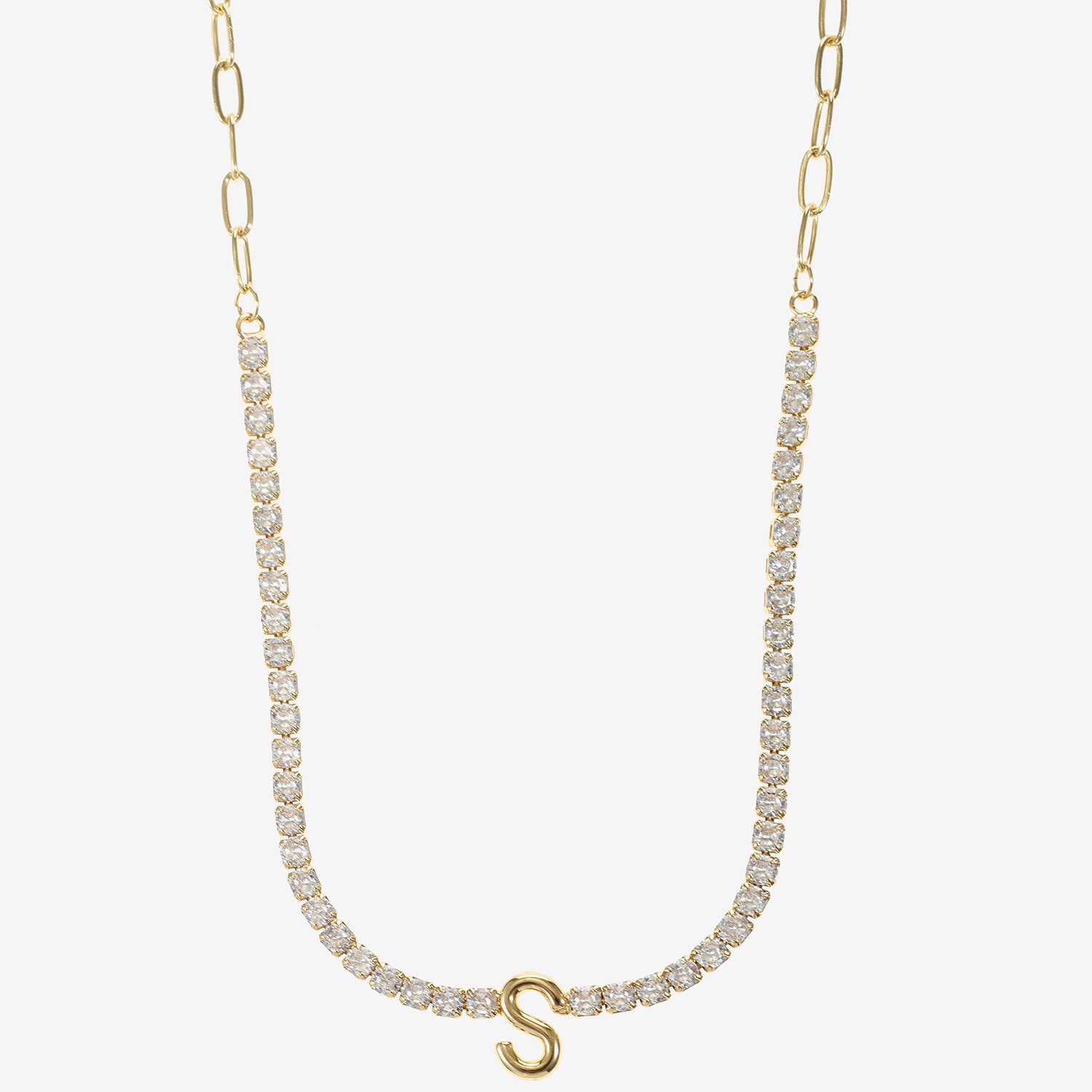 Sparkle Allure Womens Cubic Zirconia 14K Gold Over Brass Inch Tennis Necklace