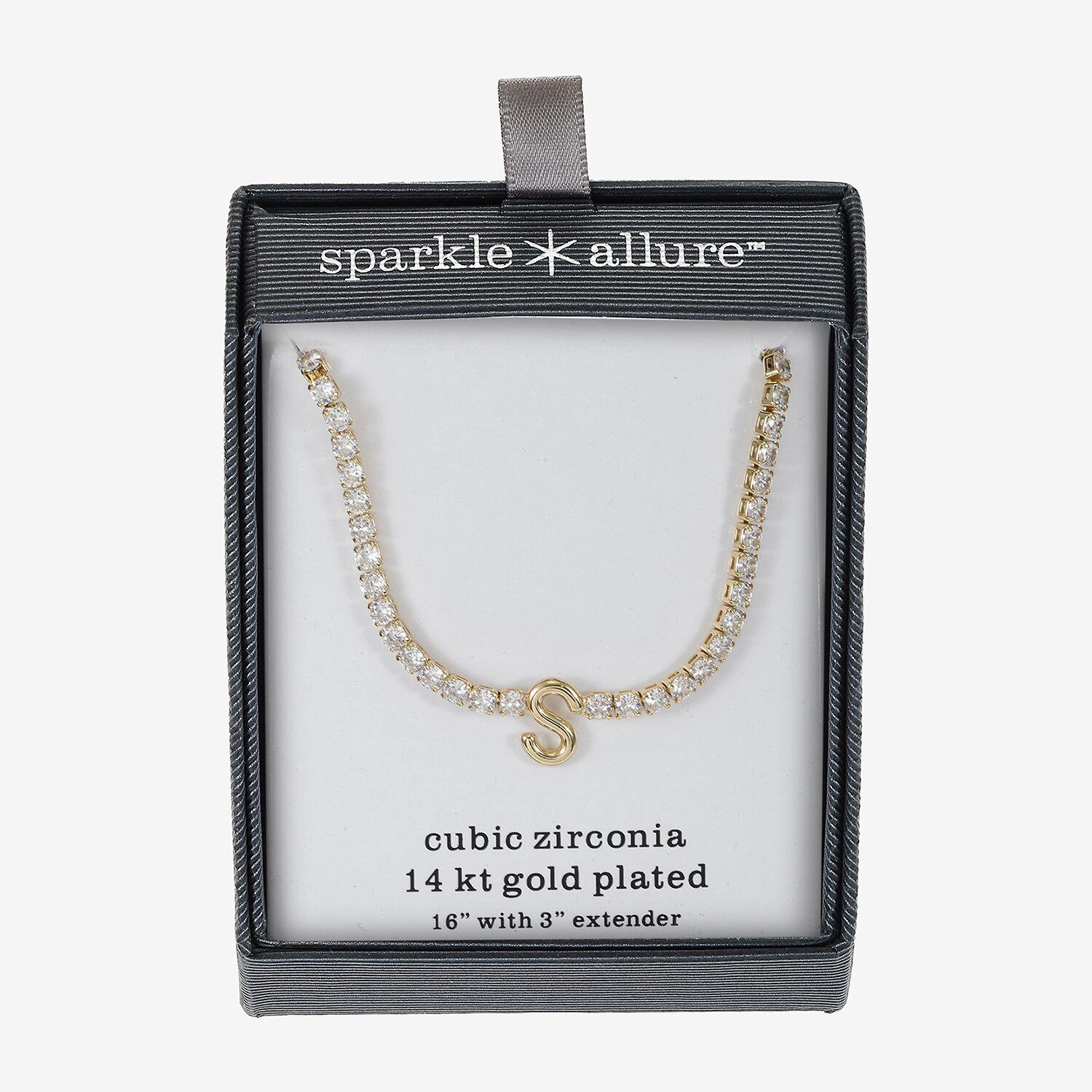 Sparkle Allure Womens Cubic Zirconia 14K Gold Over Brass Inch Tennis Necklace