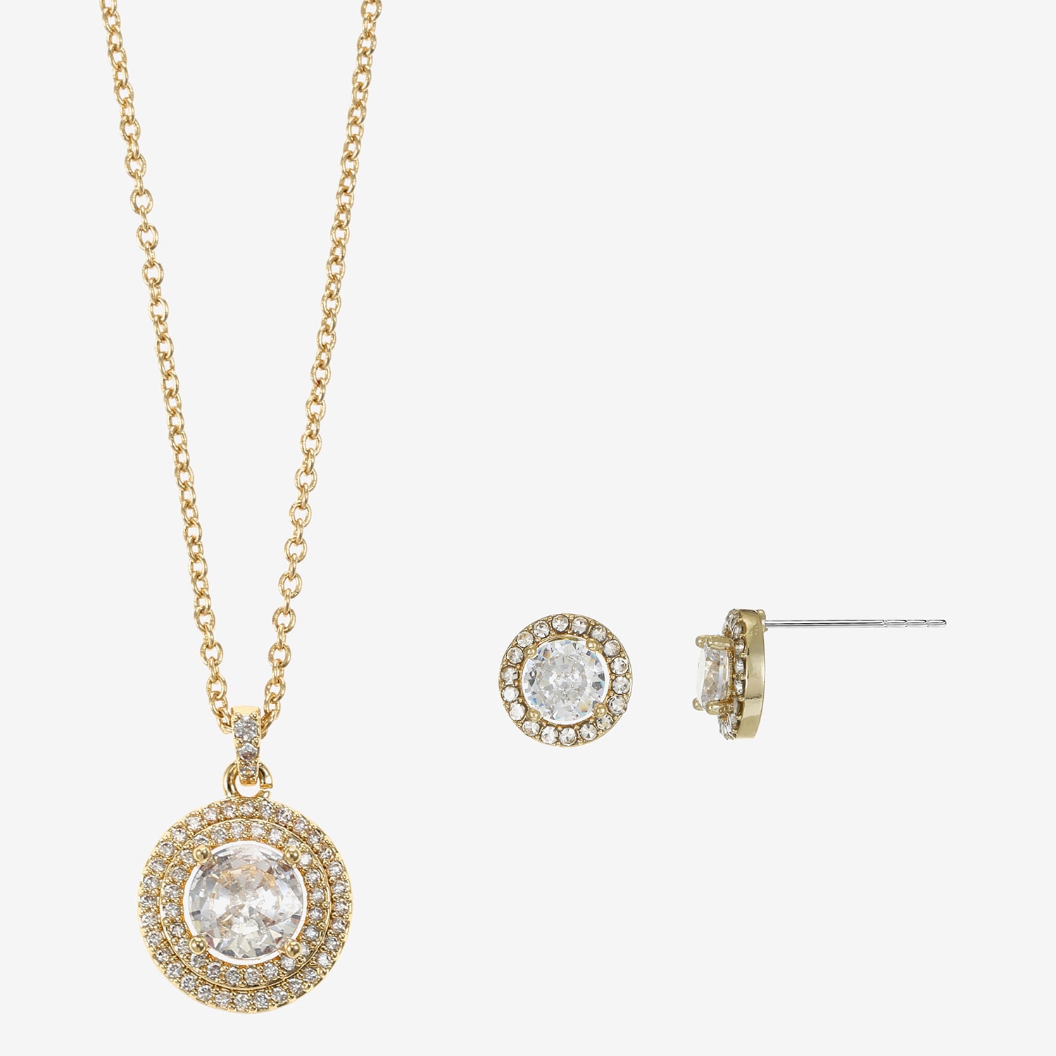 Sparkle Allure Womens Cubic Zirconia 14K Gold Over Brass Round 2-pc. Jewelry Set