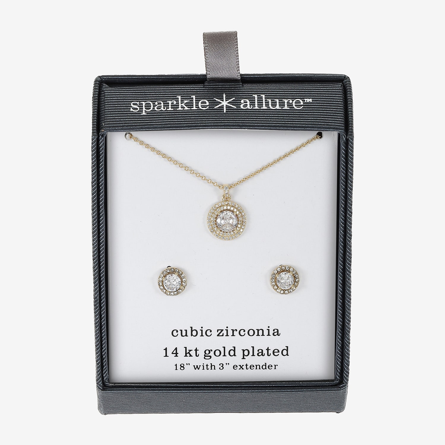 Sparkle Allure Womens Cubic Zirconia 14K Gold Over Brass Round 2-pc. Jewelry Set