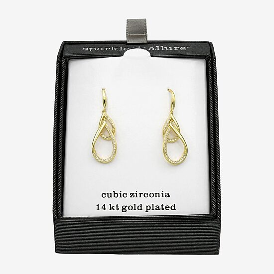 Sparkle Allure Womens Cubic Zirconia 14K Gold Over Brass Drop Earrings