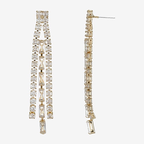 Sparkle Allure Womens Cubic Zirconia 14K Gold Over Brass Chandelier Earrings, One Size