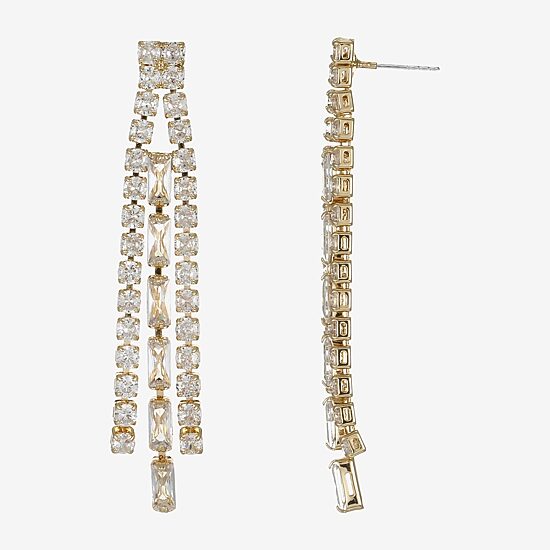 Sparkle Allure Womens Cubic Zirconia 14K Gold Over Brass Chandelier Earrings