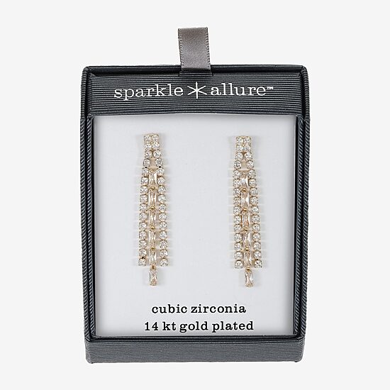 Sparkle Allure Womens Cubic Zirconia 14K Gold Over Brass Chandelier Earrings