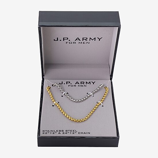 Mens Stainless Steel 2-pc. Necklace Set