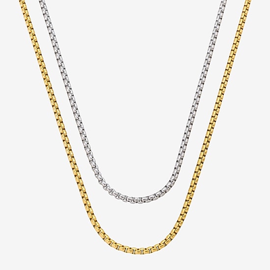 Mens Stainless Steel 2-pc. Necklace Set