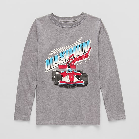 Thereabouts Little & Big Kid Boys Crew Neck Long Sleeve Regular Fit Graphic T-Shirt
