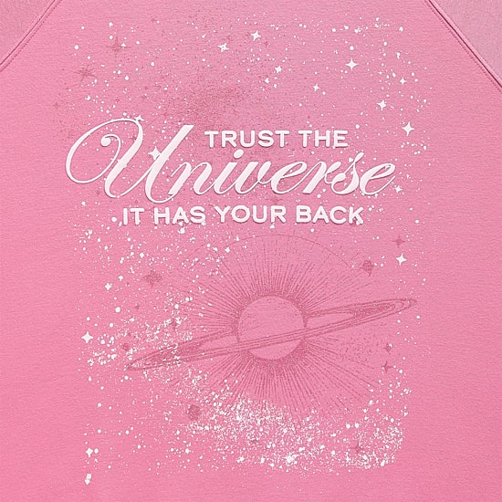 Trust The Universe Fleece Womens Juniors Crew Neck Long Sleeve Sweatshirt