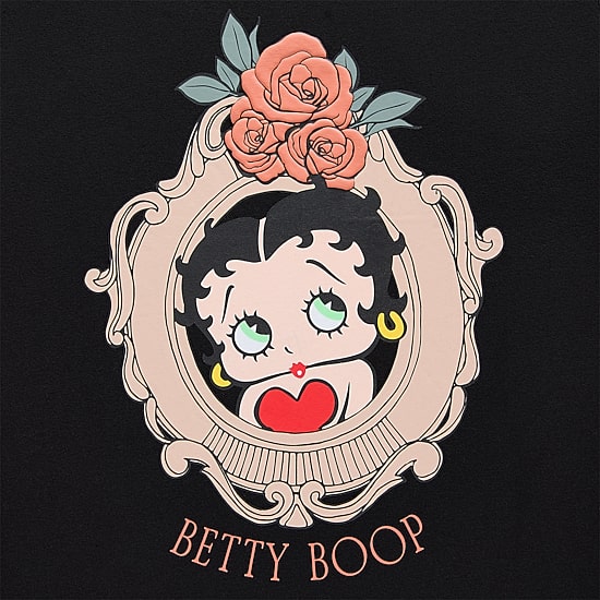 Womens Juniors Crew Neck Short Sleeve Loose Fit Betty Boop Graphic T-Shirt