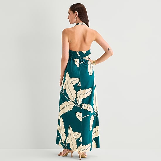 Worthington Womens Halter Neck Sleeveless Maxi Dress