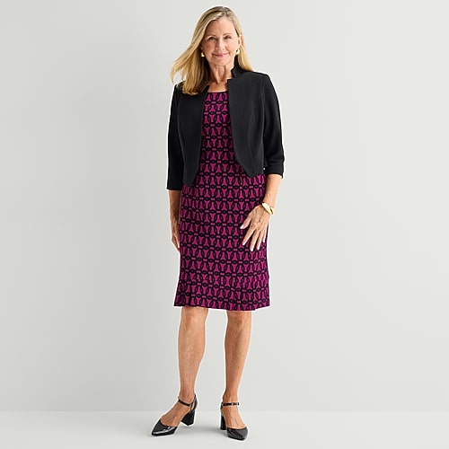 Maya Brooke Womens Jacket Dress In Pink