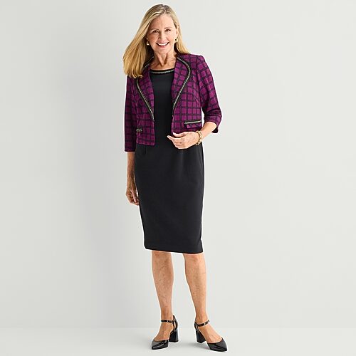 Maya Brooke Womens Jacket Dress In Purple