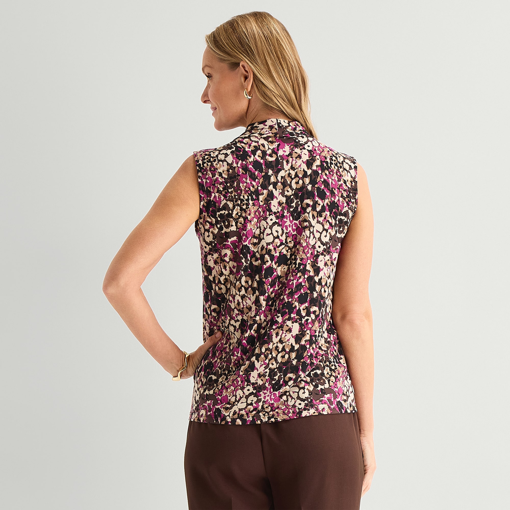 Black Label by Evan-Picone Womens V Neck Sleeveless Blouse