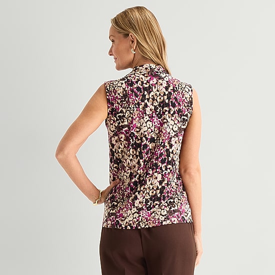 Black Label by Evan-Picone Womens V Neck Sleeveless Blouse
