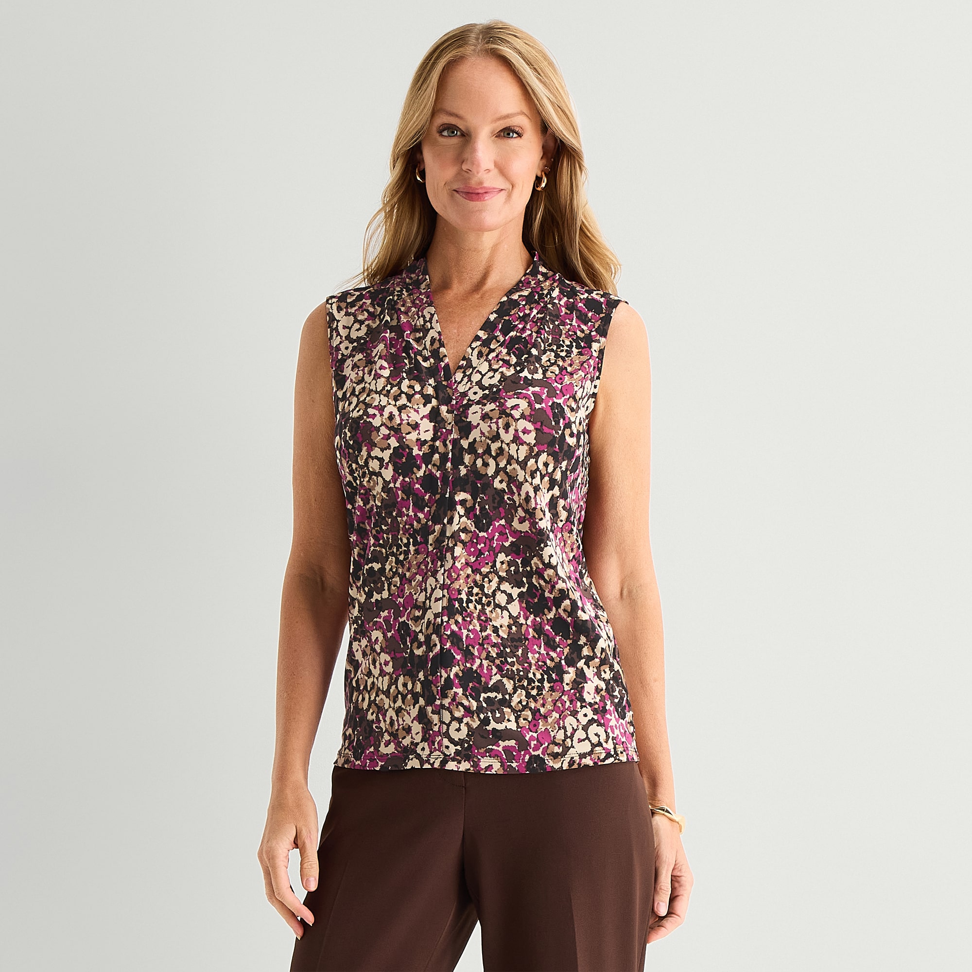Black Label by Evan-Picone Womens V Neck Sleeveless Blouse