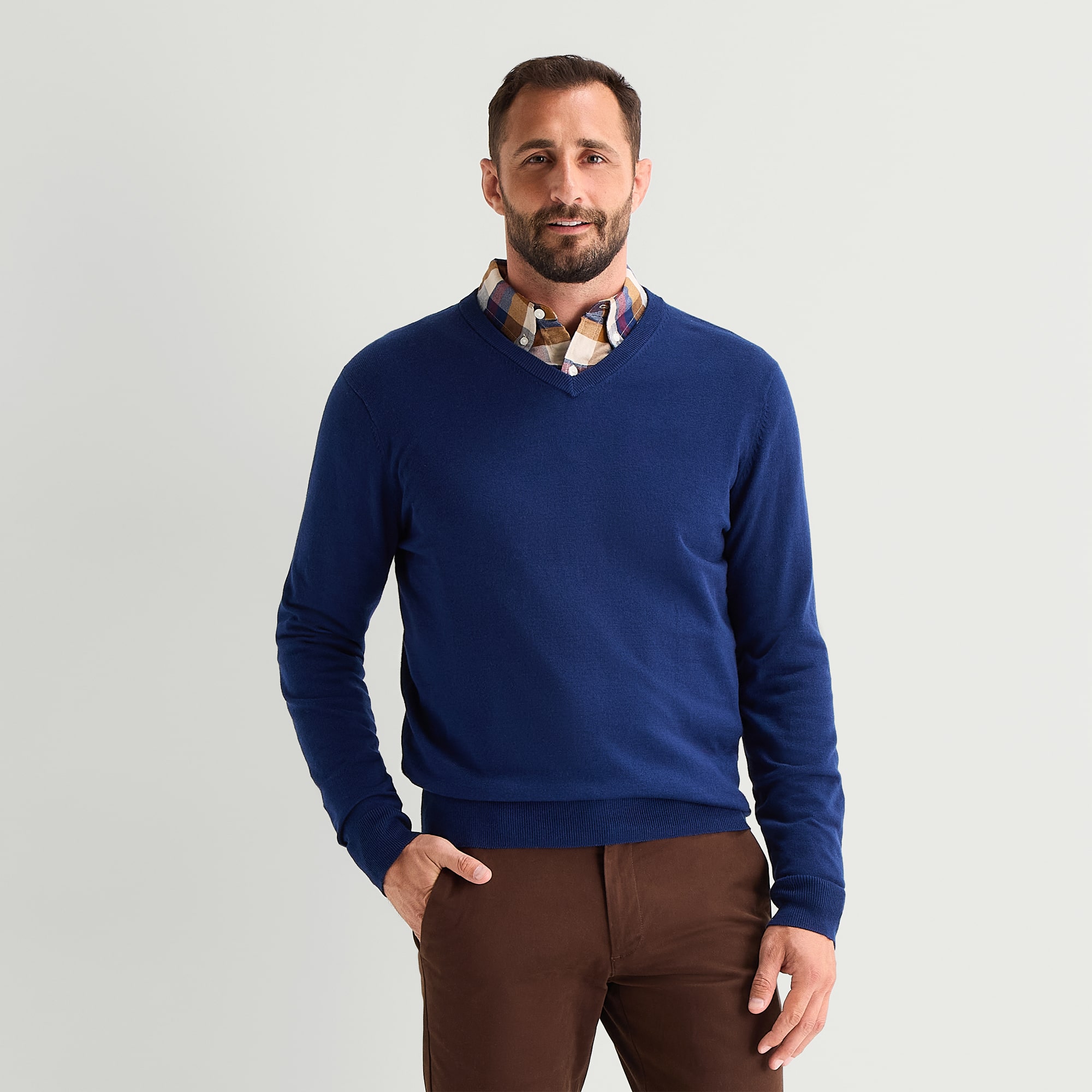 St. John's Bay Fine Gauge Mens V Neck Long Sleeve Pullover Sweater