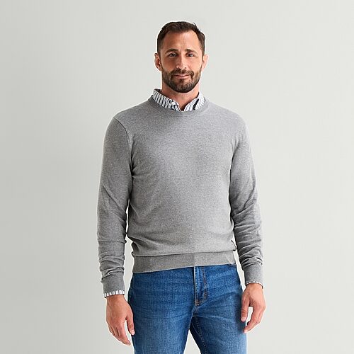 St. John's Bay Fine Gauge Mens Crew Neck Long Sleeve Pullover Sweater In Gray