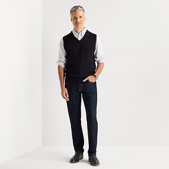 St. John's Bay Fine Gauge Mens V Neck Sweater Vest