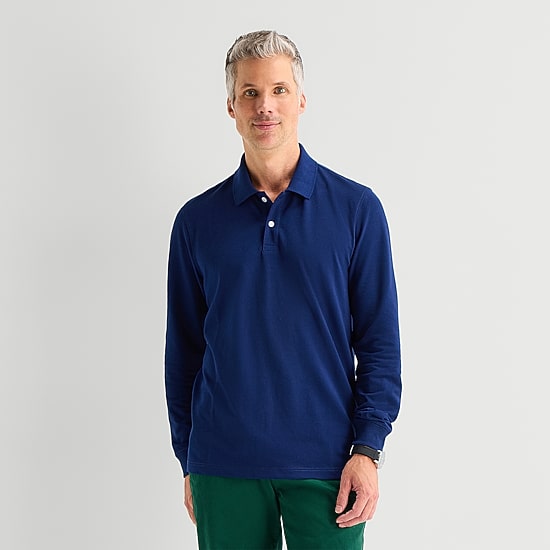St. John's Bay Premium Stretch Mens Classic Fit Long Sleeve Polo Shirt
