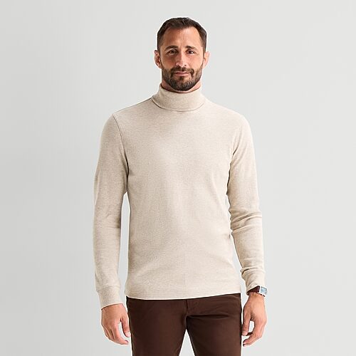 St. John's Bay Interlock Mens Long Sleeve Classic Fit Turtleneck In Beige