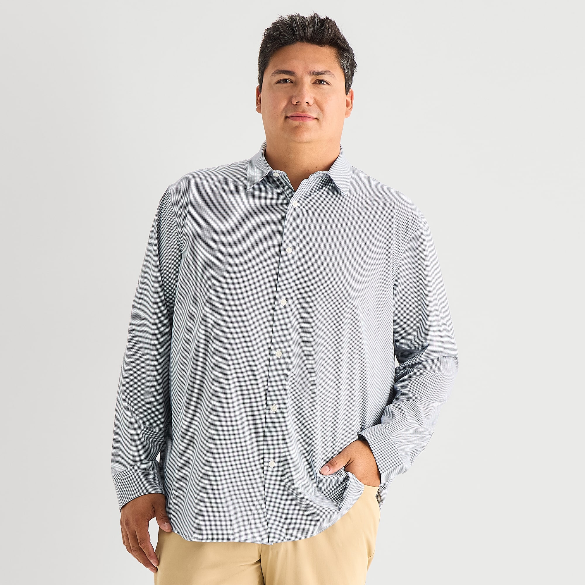 Stylus Mens Long Sleeve Regular Fit Big and Tall Button-Down Shirt