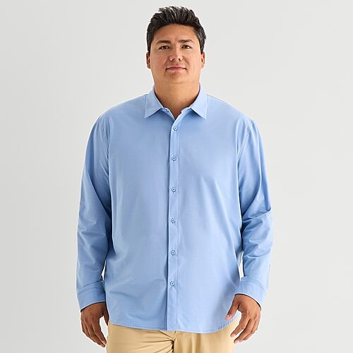Stylus Mens Long Sleeve Regular Fit Big And Tall Button-down Shirt In Blue
