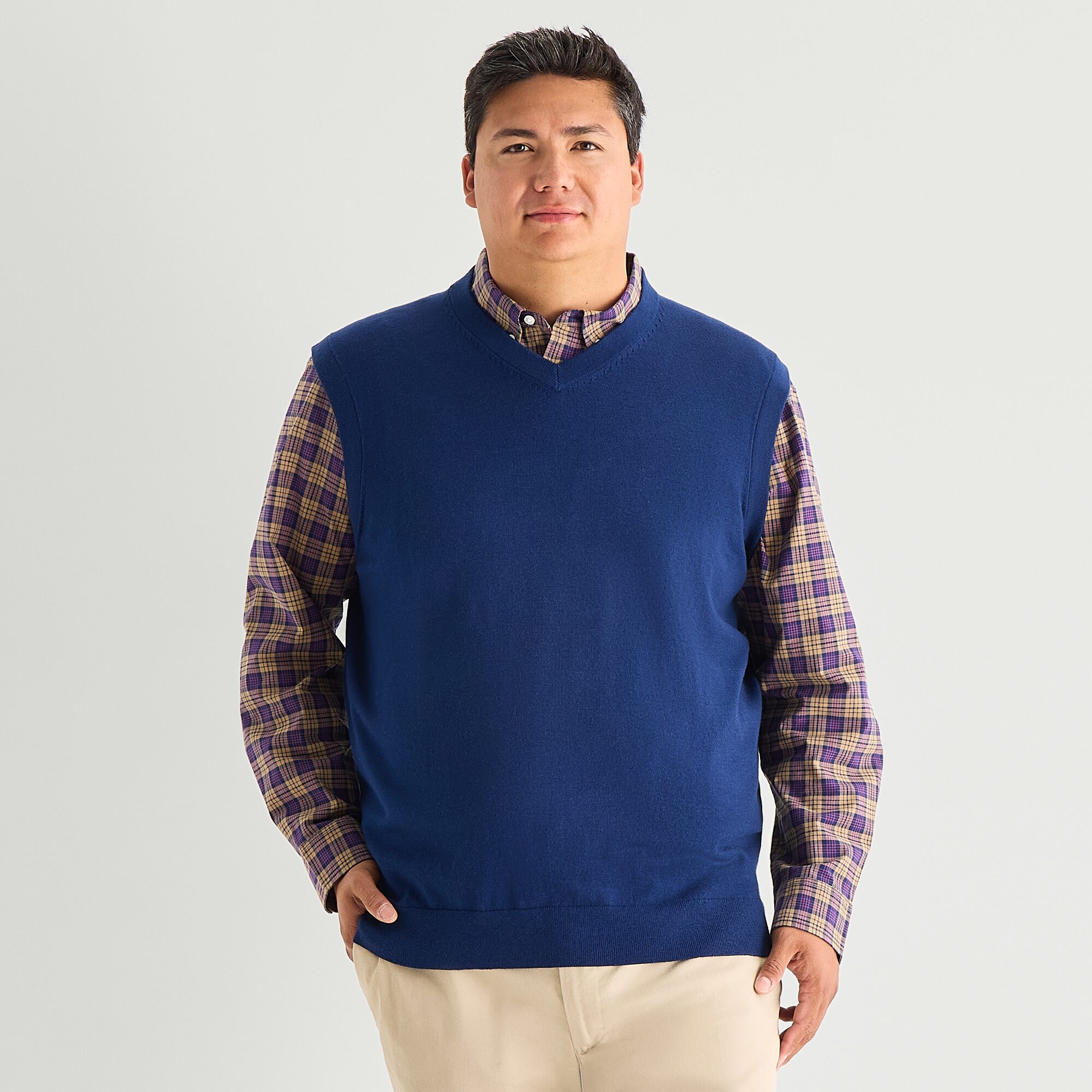St. John's Bay Fine Gauge Mens V Neck Big and Tall Sweater Vest