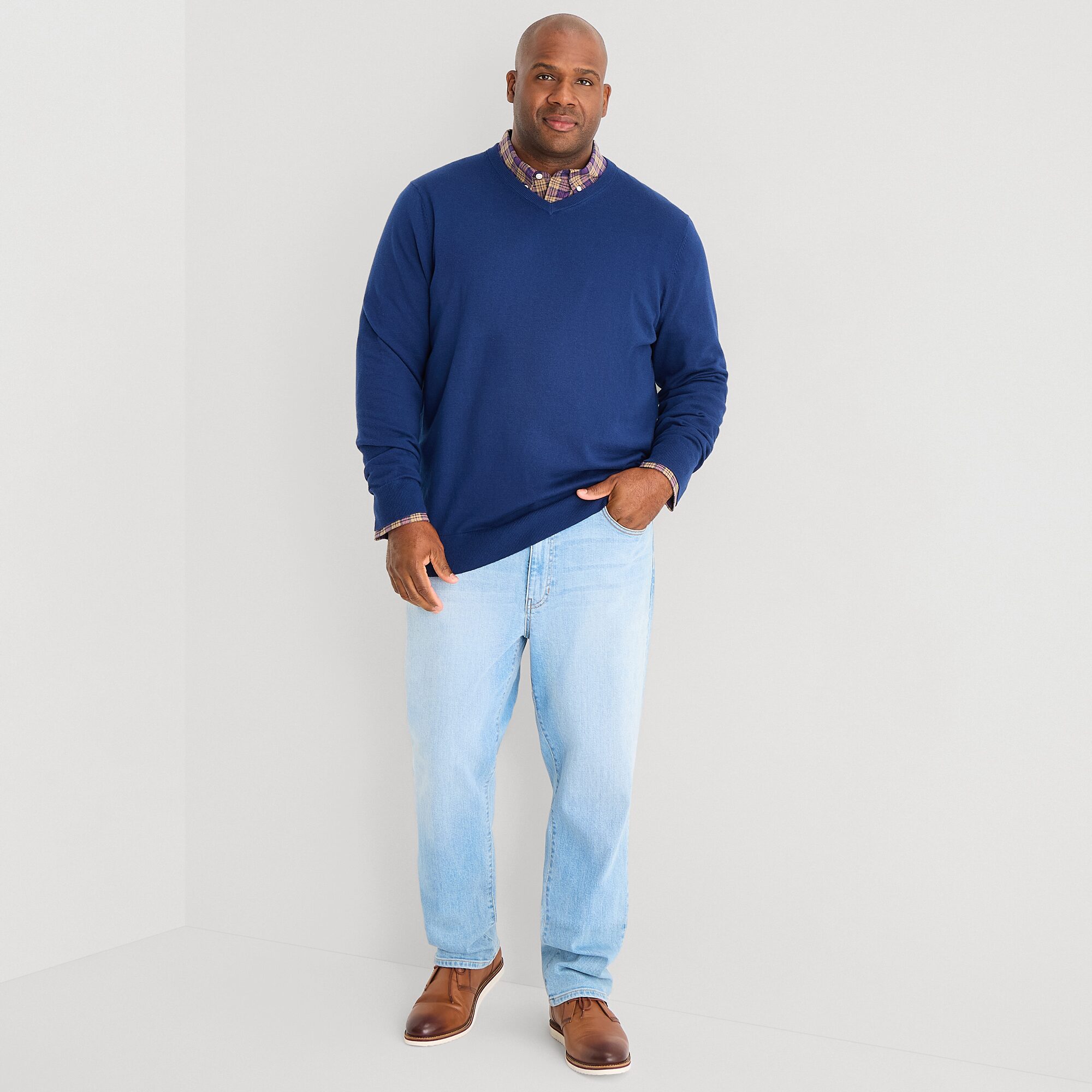 St. John's Bay Fine Gauge Big and Tall Mens V Neck Long Sleeve Pullover Sweater