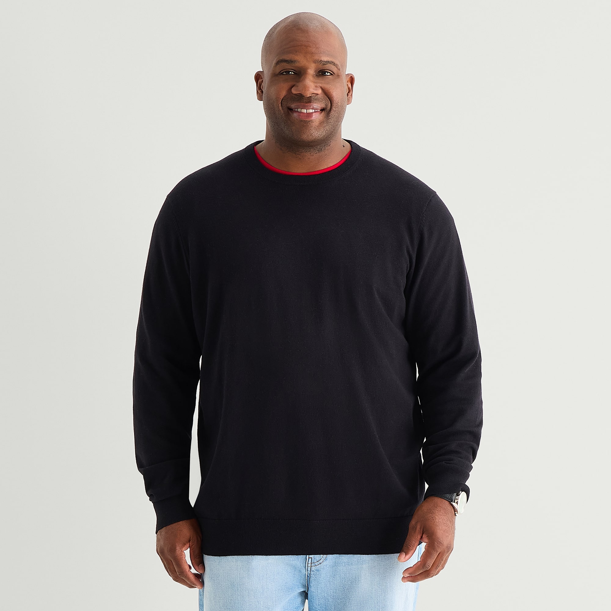 St. John's Bay Fine Gauge Big and Tall Mens Crew Neck Long Sleeve Pullover Sweater