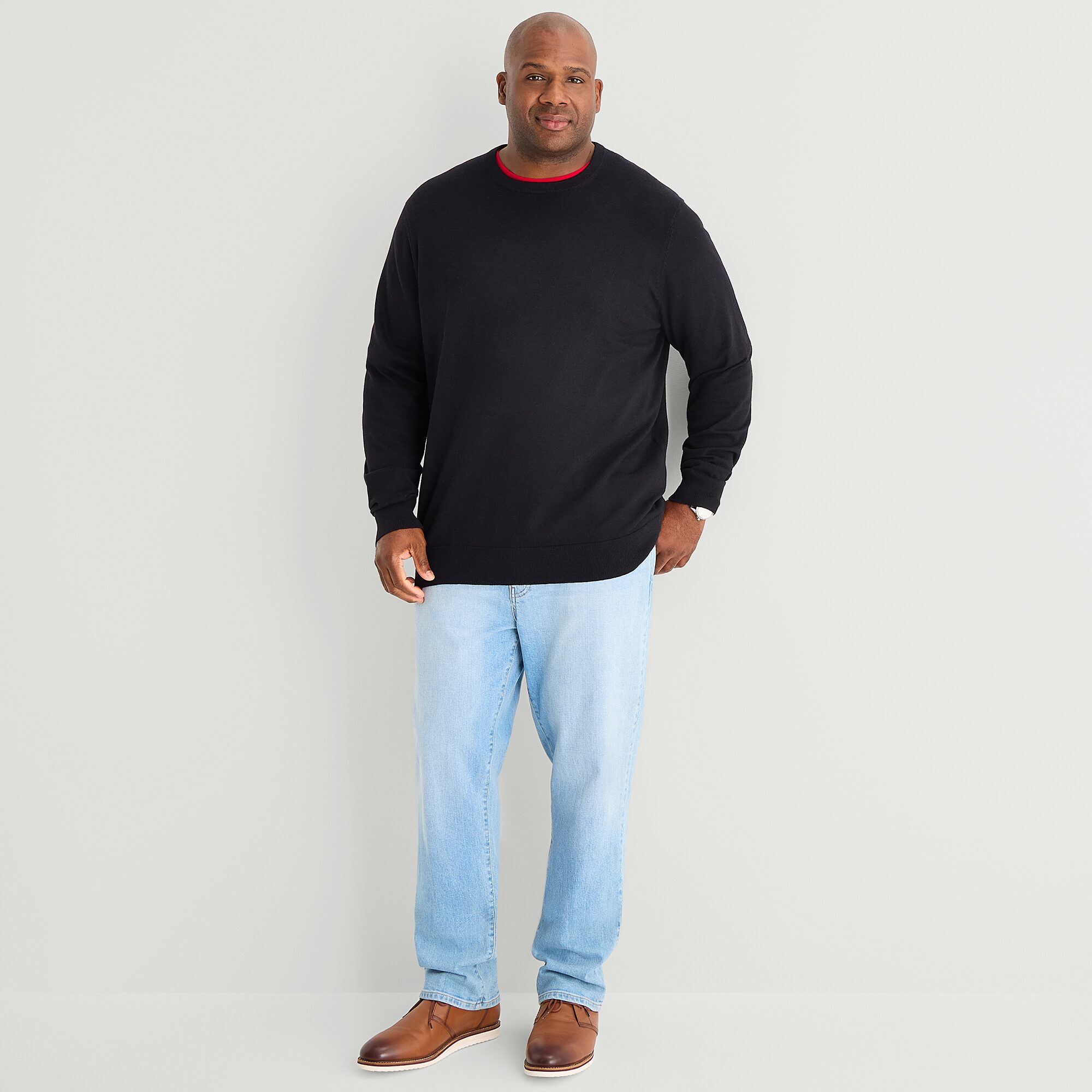St. John's Bay Fine Gauge Big and Tall Mens Crew Neck Long Sleeve Pullover Sweater