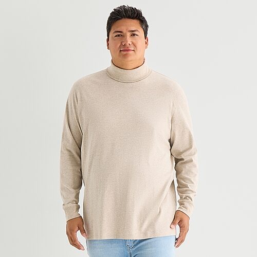 St. John's Bay Interlock Big and Tall Mens Long Sleeve Classic Fit Turtleneck, 1x-large Tall, Beige