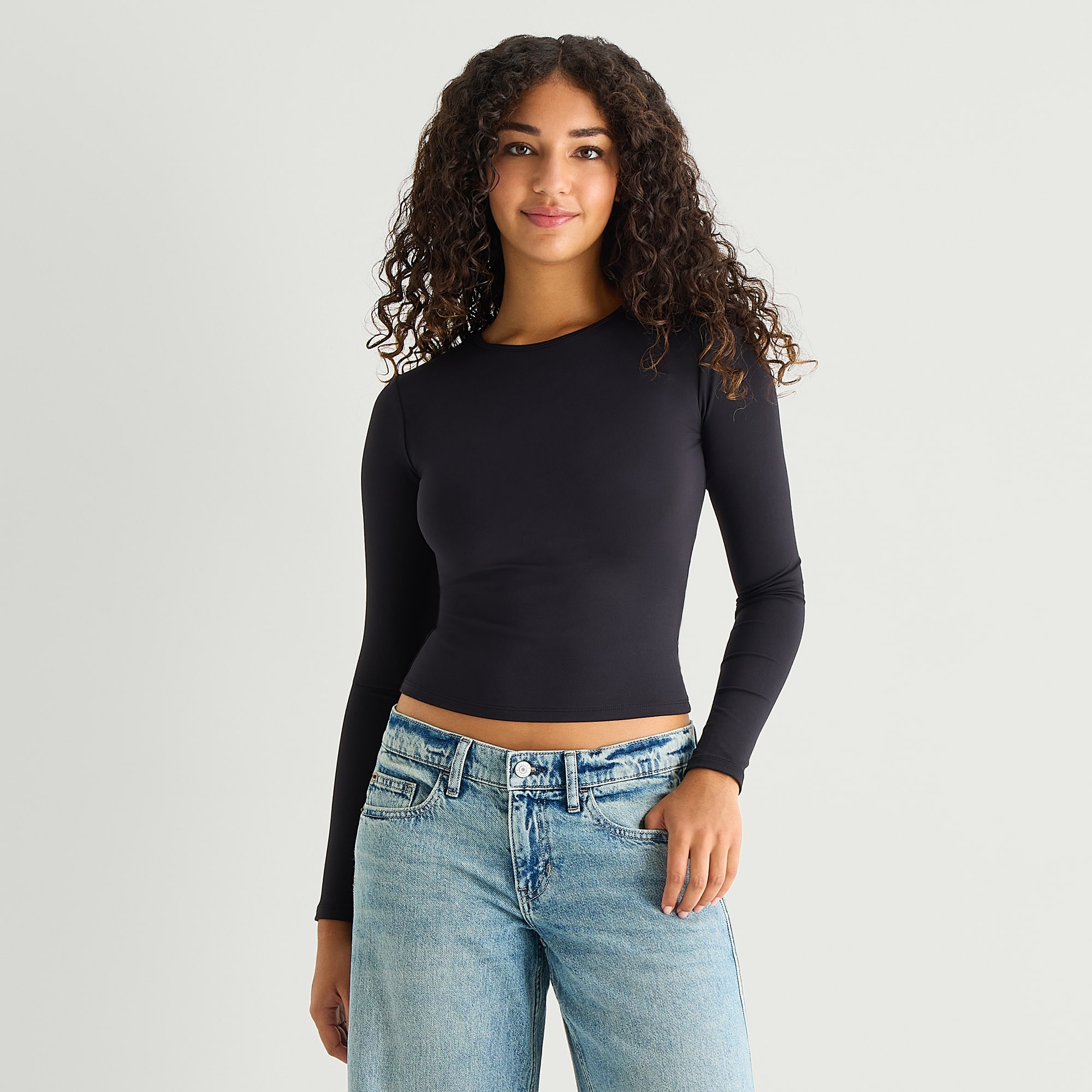 Arizona Womens Juniors Crew Neck Long Sleeve Shell
