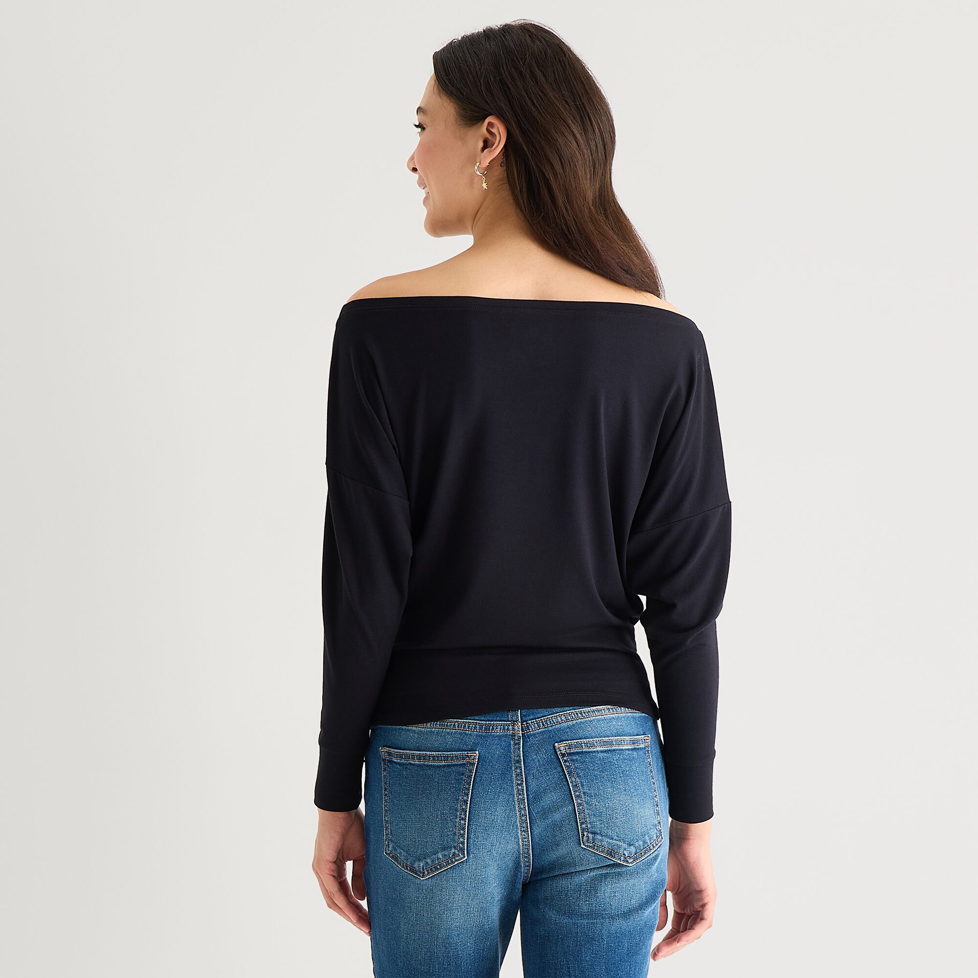 Arizona Womens Juniors Asymmetrical Neck Long Sleeve Blouse