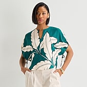Worthington Womens Split Crew Neck Elbow Sleeve Blouse