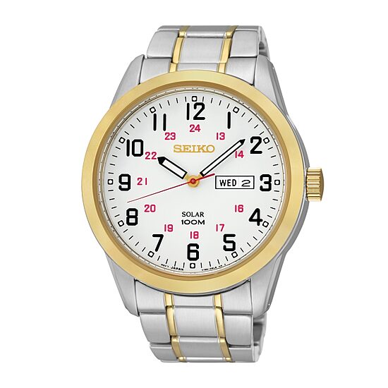 Seiko® Mens Two-Tone Solar Dress Watch SNE370