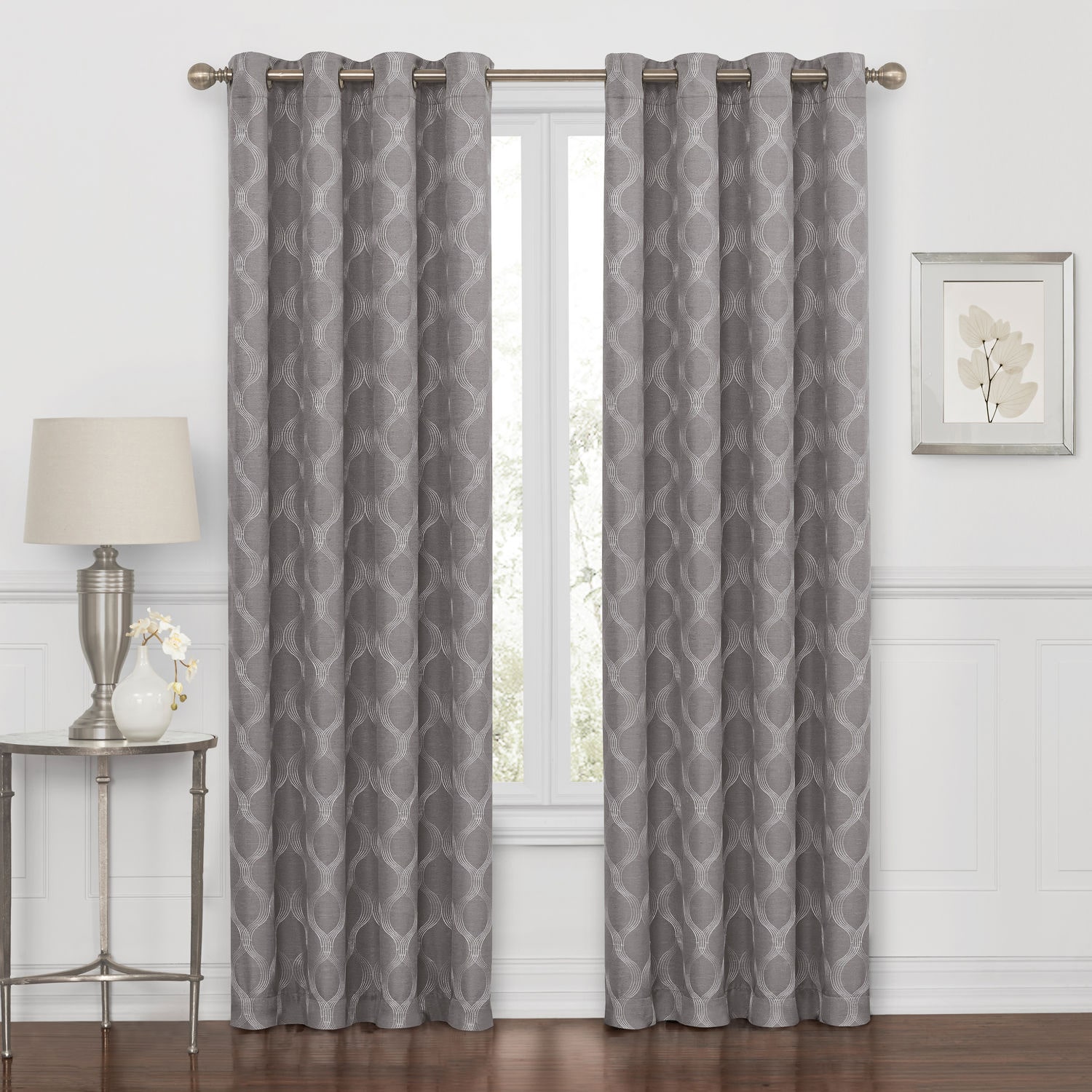 Max Blackout Prescott Grommet Top Embroidered 100% Single Curtain Panel