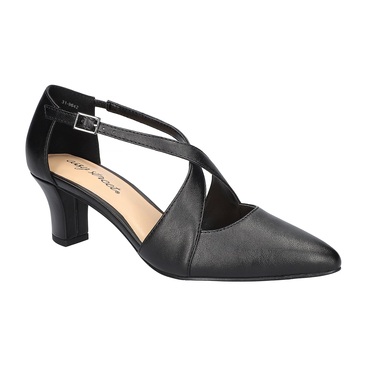 Easy Street Elegance Womens Round Closed Toe Block Heel Pumps