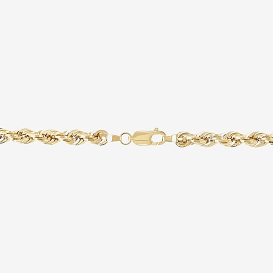 Unisex Adult 10K Gold 24 Inch Rope Chain Necklace