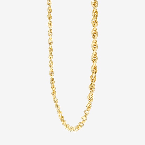Unisex Adult 10K Gold 24 Inch Rope Chain Necklace