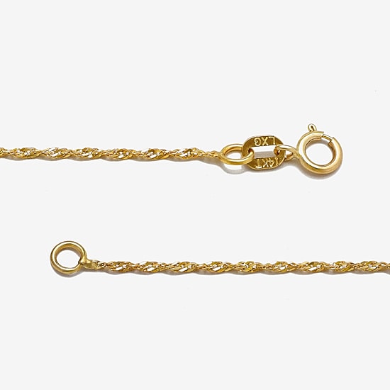 14K Gold 16 - 18 Inch Solid Singapore Chain Necklace