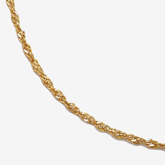14K Gold 16 - 18 Inch Solid Singapore Chain Necklace