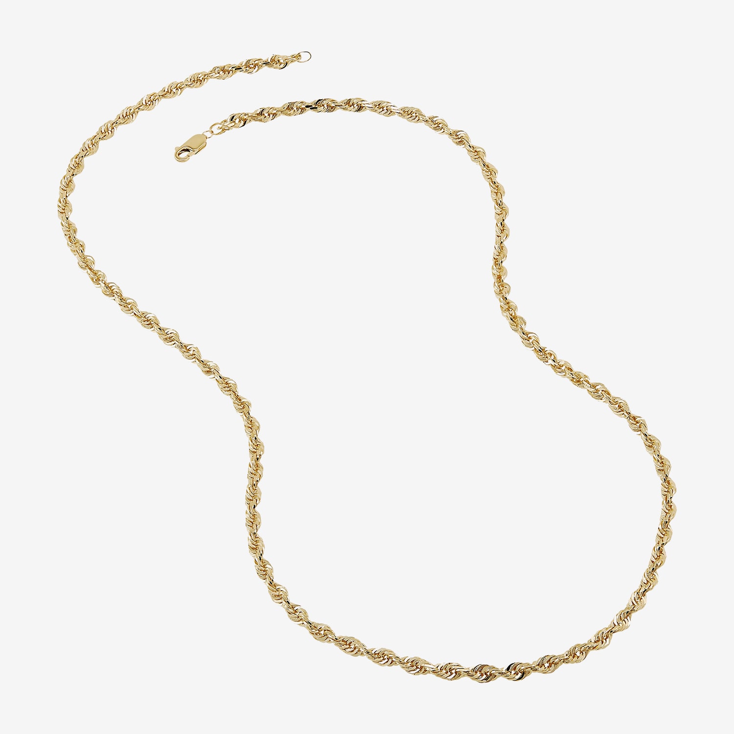 Mens 14K Gold 24 Inch Rope Chain Necklace